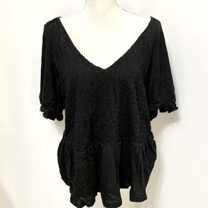 Torrid Cotton Modal Slub Smocked Short Sleeve Babydoll Top - 3X - 22/24 NEW